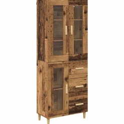 vidaXL Aparador alto con cajón 69,5 x 34 x 180 cm Madera envejecida Best