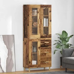 vidaXL Aparador alto con cajón 69,5 x 34 x 180 cm Madera envejecida Best