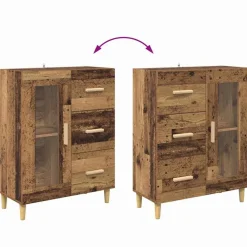 vidaXL Aparador alto con cajón 69,5 x 34 x 180 cm Madera envejecida Best