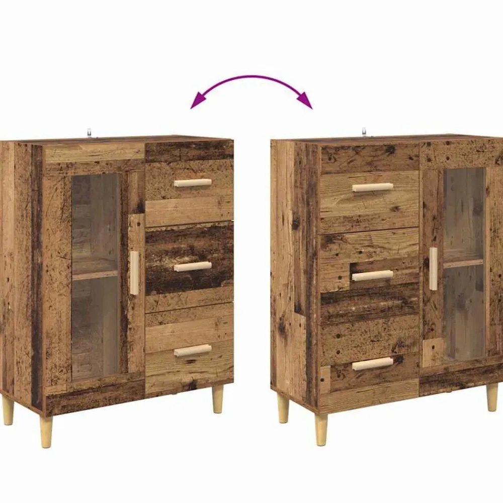 vidaXL Aparador alto con cajón 69,5 x 34 x 180 cm Madera envejecida Best