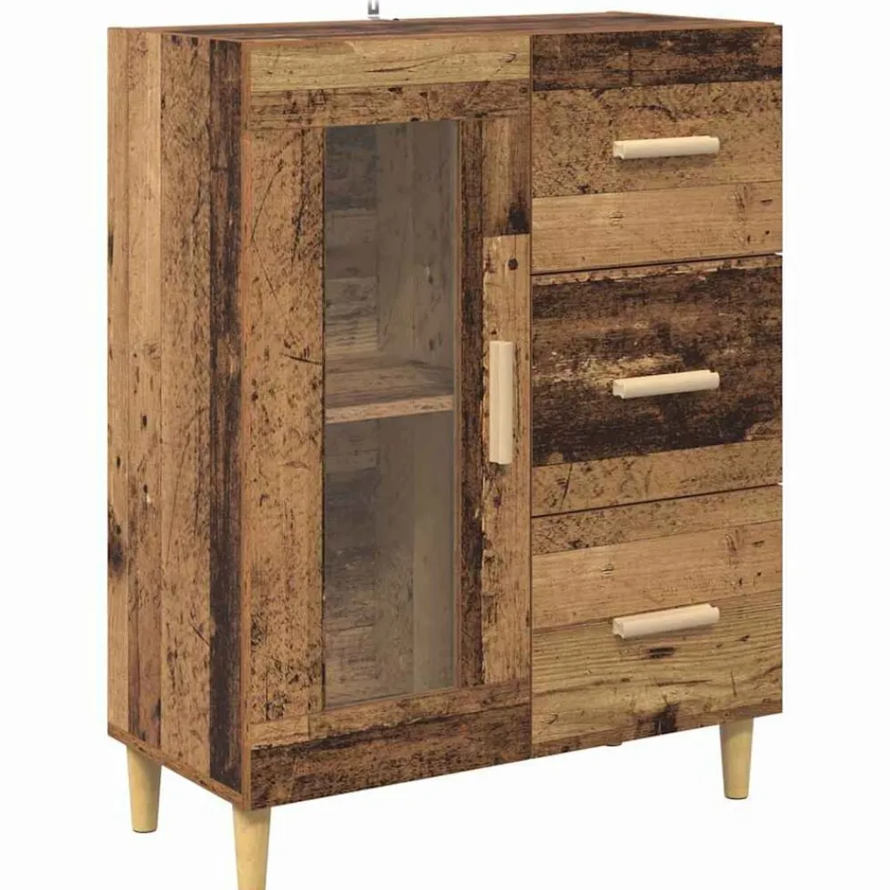 vidaXL Aparador alto con cajón 69,5 x 34 x 180 cm Madera envejecida Best