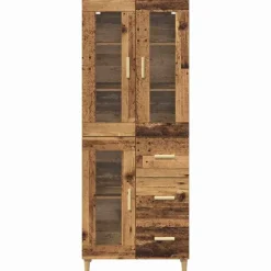 vidaXL Aparador alto con cajón 69,5 x 34 x 180 cm Madera envejecida Best