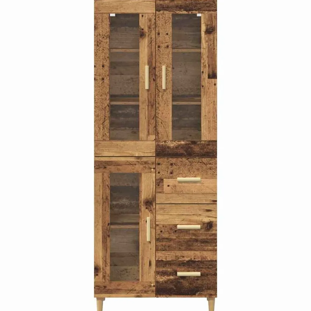 vidaXL Aparador alto con cajón 69,5 x 34 x 180 cm Madera envejecida Best