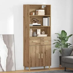 vidaXL Armarios Y Almacenamiento-Aparador alto con cajón Roble artesanal 69,5 x 34 x 180 cm