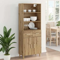 vidaXL Armarios Y Almacenamiento-Aparador alto con cajón Roble artesanal 69,5 x 34 x 180 cm