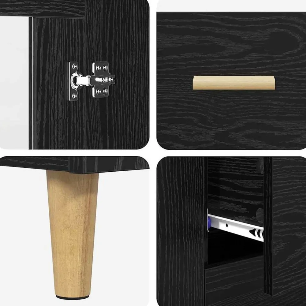 vidaXL Aparador alto con cajón 69,5 x 34 x 180 cm Roble negro New
