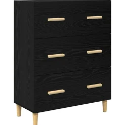 vidaXL Aparador alto con cajón 69,5 x 34 x 180 cm Roble negro New