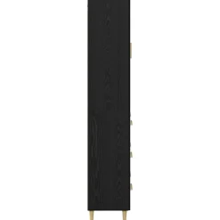 vidaXL Aparador alto con cajón 69,5 x 34 x 180 cm Roble negro New