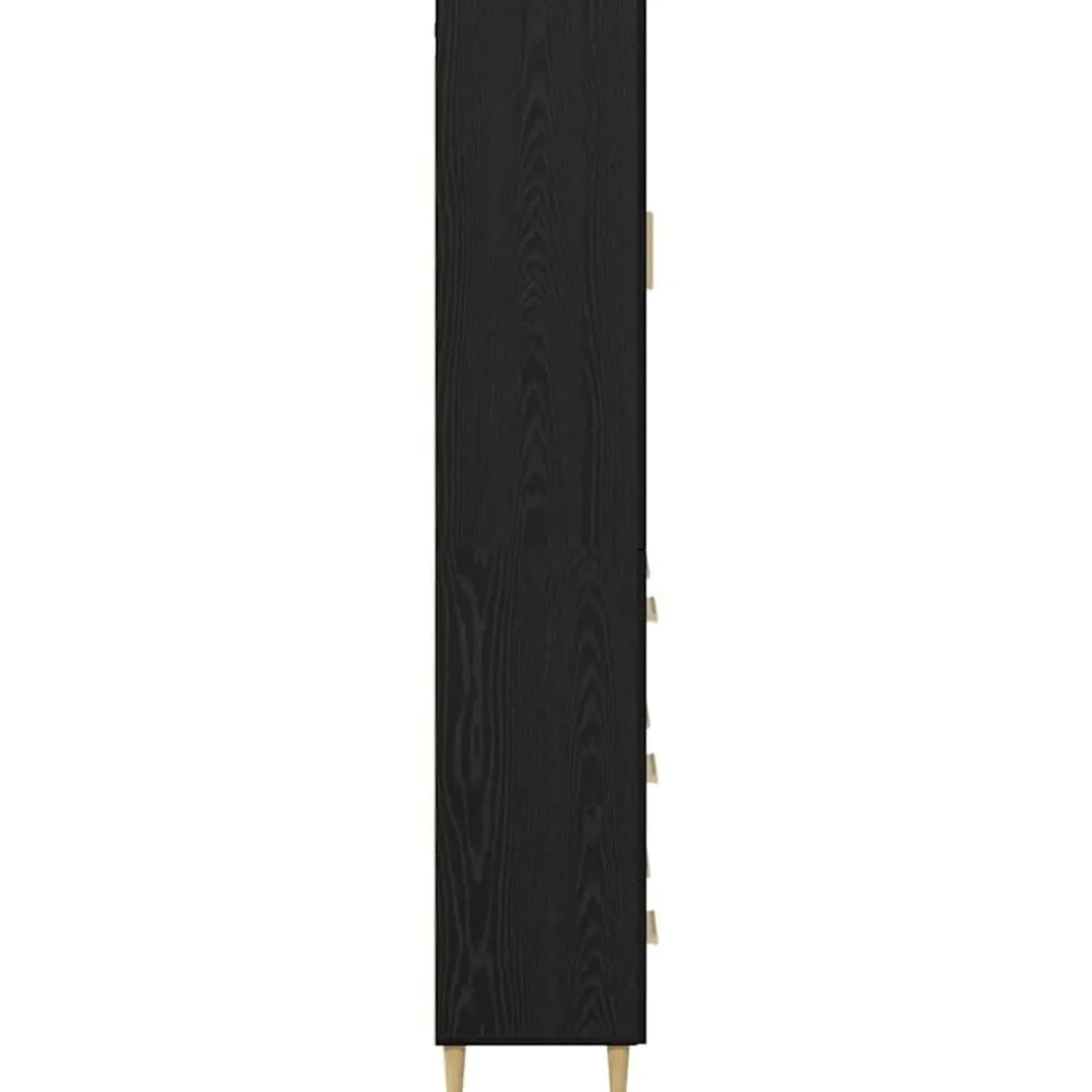 vidaXL Aparador alto con cajón 69,5 x 34 x 180 cm Roble negro New