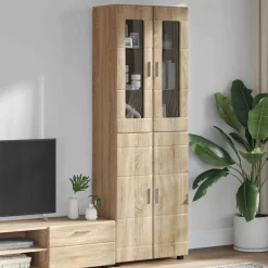 vidaXL Aparador alto con estante FLORIN 60 x 35 x 182 cm Roble Sonoma Discount
