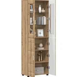 vidaXL Conjuntos De Muebles-Aparador alto FLORIN Roble artesanal 60 x 35 x 182 cm