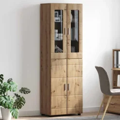 vidaXL Conjuntos De Muebles-Aparador alto FLORIN Roble artesanal 60 x 35 x 182 cm