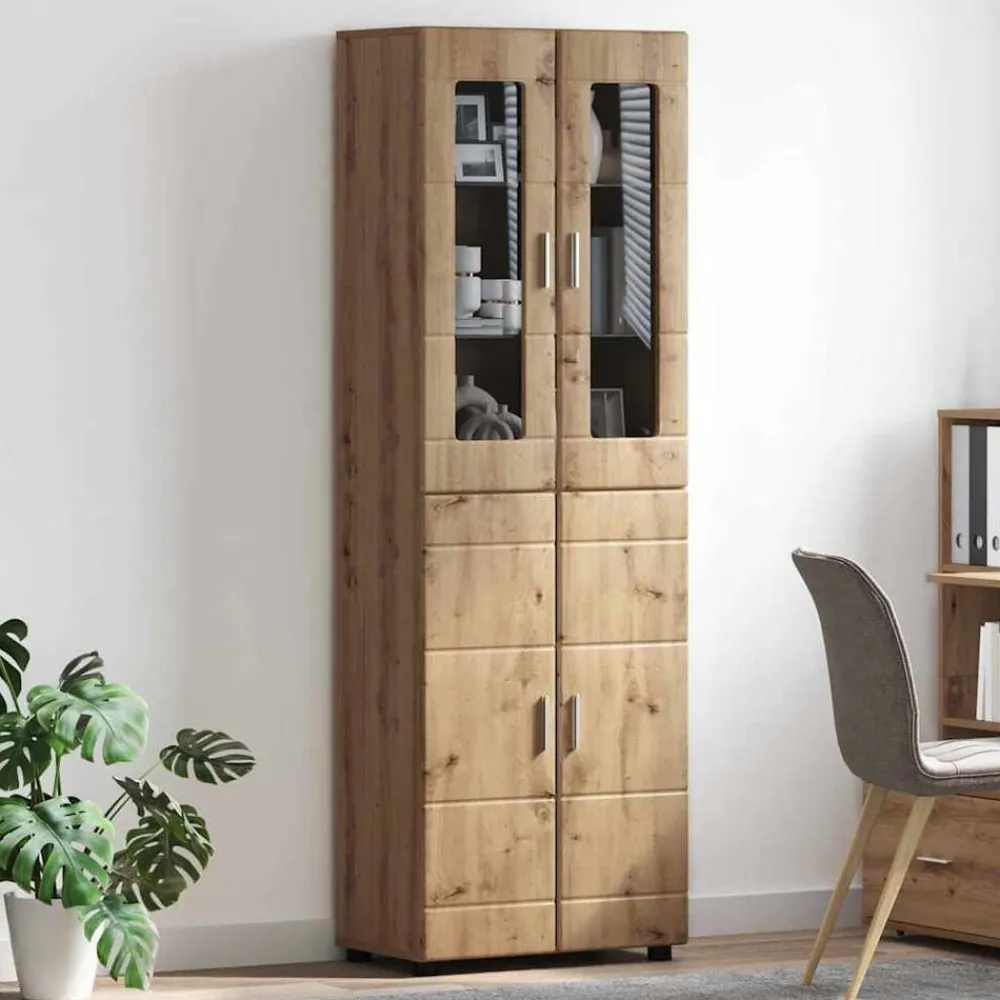 vidaXL Conjuntos De Muebles-Aparador alto FLORIN Roble artesanal 60 x 35 x 182 cm