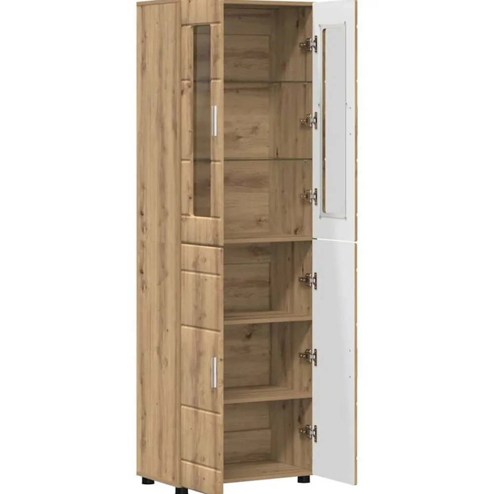 vidaXL Conjuntos De Muebles-Aparador alto FLORIN Roble artesanal 60 x 35 x 182 cm