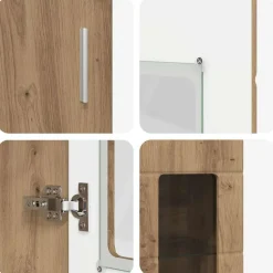 vidaXL Conjuntos De Muebles-Aparador alto FLORIN Roble artesanal 60 x 35 x 182 cm