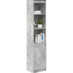 vidaXL Aparador alto gris hormigón 37,5x35x180 cm madera de ingeniería Gris hormigón Clearance
