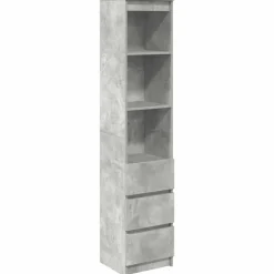 vidaXL Armarios Y Almacenamiento-Aparador alto gris hormigón 37,5x35x180 cm madera de ingeniería