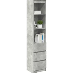 vidaXL Armarios Y Almacenamiento-Aparador alto gris hormigón 37,5x35x180 cm madera de ingeniería