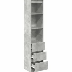 vidaXL Armarios Y Almacenamiento-Aparador alto gris hormigón 37,5x35x180 cm madera de ingeniería