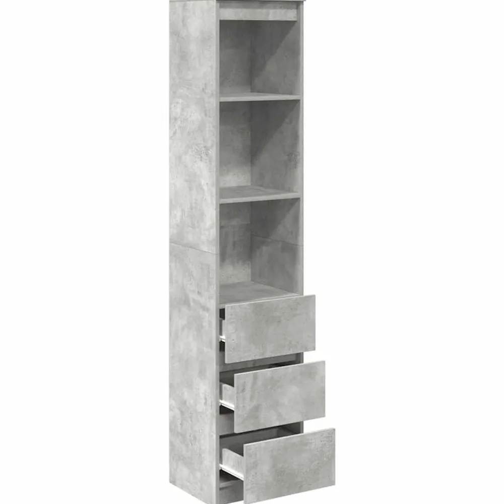 vidaXL Armarios Y Almacenamiento-Aparador alto gris hormigón 37,5x35x180 cm madera de ingeniería