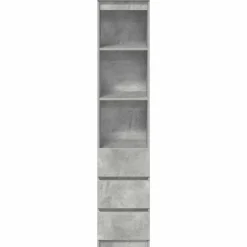vidaXL Armarios Y Almacenamiento-Aparador alto gris hormigón 37,5x35x180 cm madera de ingeniería