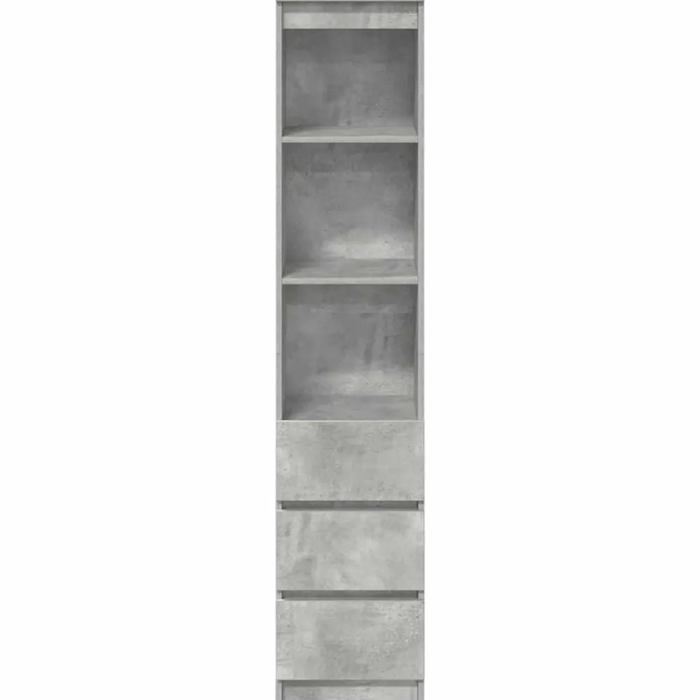 vidaXL Armarios Y Almacenamiento-Aparador alto gris hormigón 37,5x35x180 cm madera de ingeniería