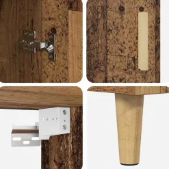 vidaXL Aparador alto 69,5 x 32,5 x 180 cm Madera envejecida Outlet
