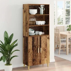 vidaXL Aparador alto 69,5 x 32,5 x 180 cm Madera envejecida Outlet