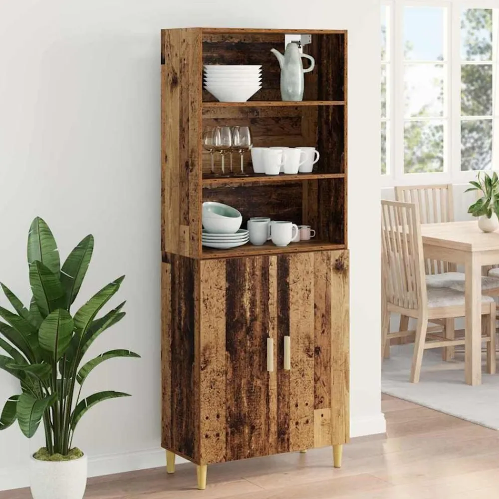 vidaXL Aparador alto 69,5 x 32,5 x 180 cm Madera envejecida Outlet