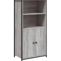 vidaXL Armarios Y Almacenamiento-Aparador alto madera contrachapada Sonoma gris 62x36x121,5 cm
