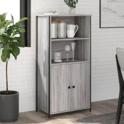 vidaXL Armarios Y Almacenamiento-Aparador alto madera contrachapada Sonoma gris 62x36x121,5 cm