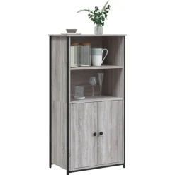 vidaXL Armarios Y Almacenamiento-Aparador alto madera contrachapada Sonoma gris 62x36x121,5 cm