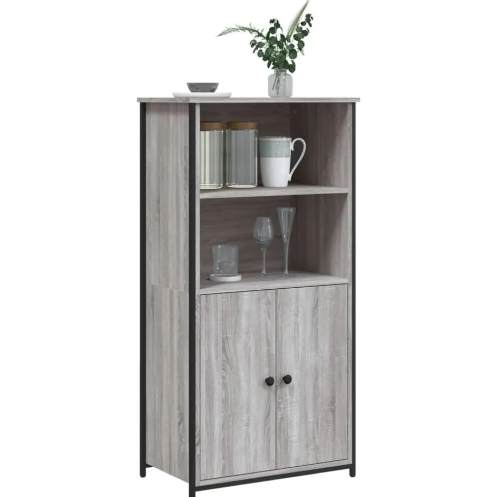 vidaXL Armarios Y Almacenamiento-Aparador alto madera contrachapada Sonoma gris 62x36x121,5 cm
