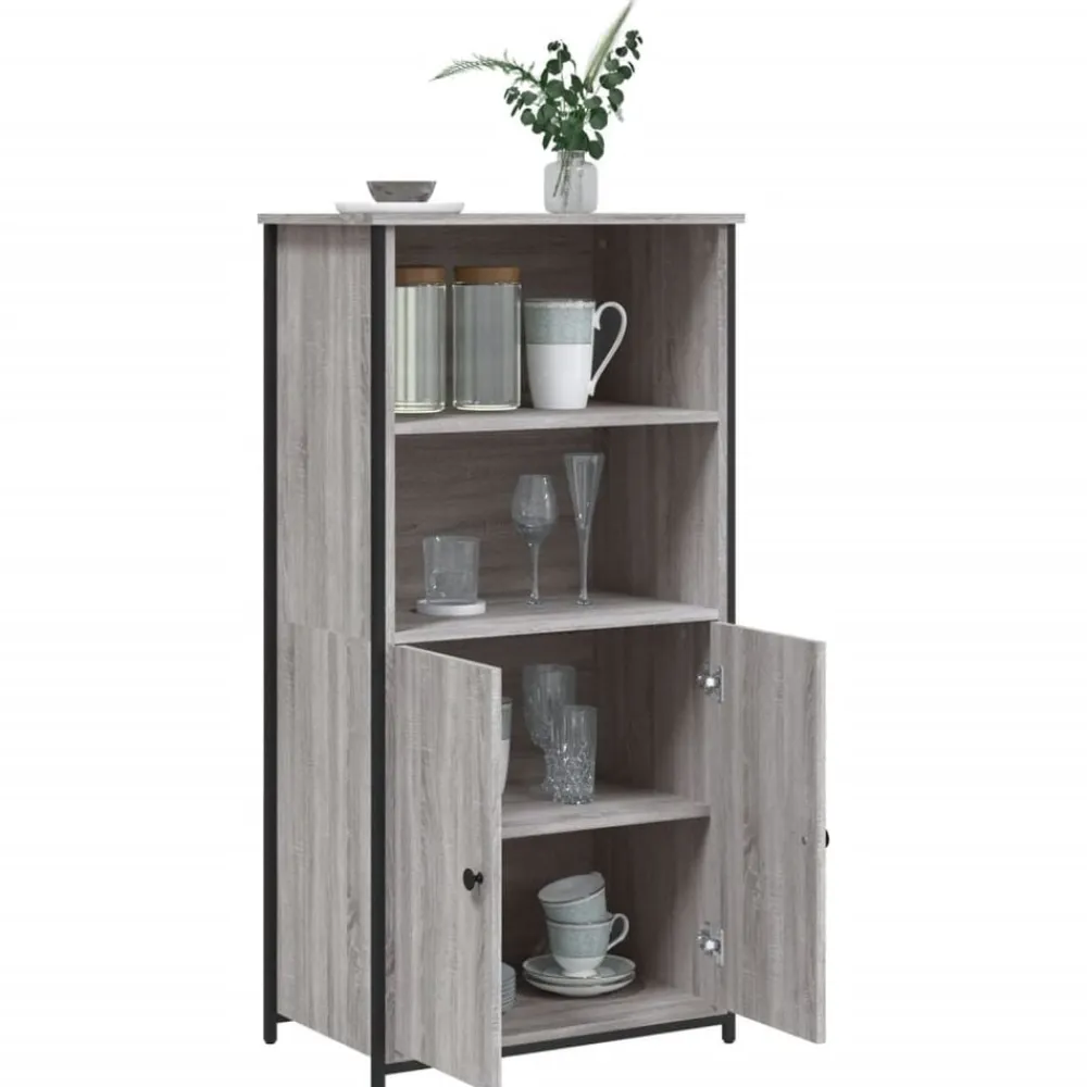 vidaXL Armarios Y Almacenamiento-Aparador alto madera contrachapada Sonoma gris 62x36x121,5 cm