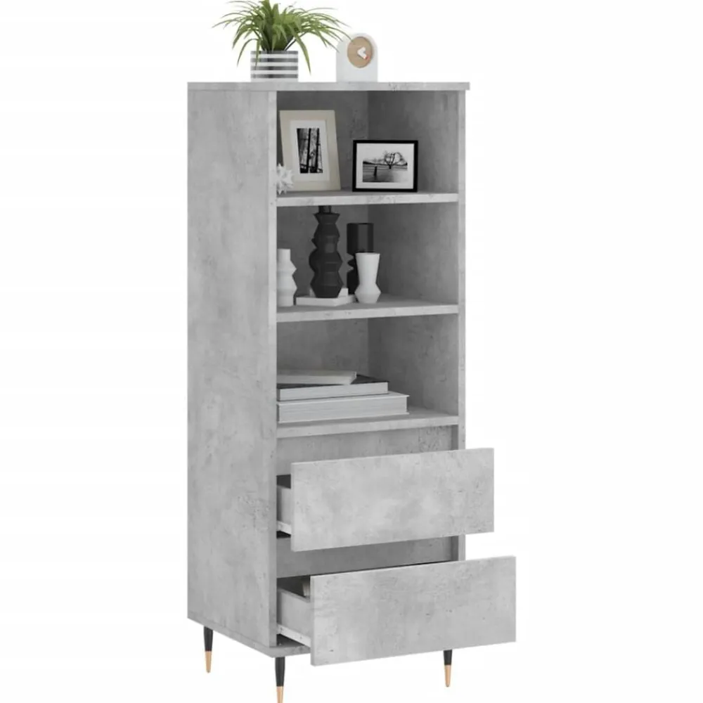 vidaXL Aparador alto madera contrachapada gris hormigón 40x36x110 cm Gris hormigón Hot