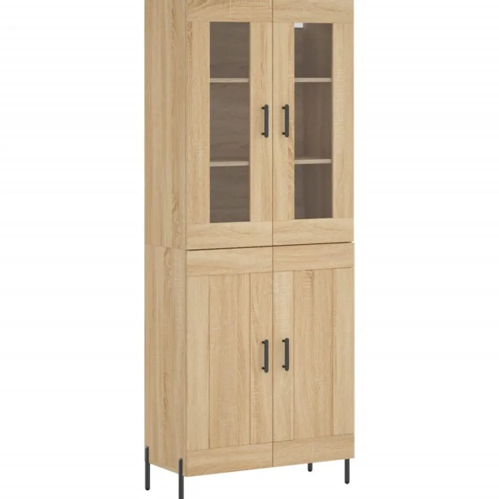 vidaXL Armarios Y Almacenamiento-Aparador alto madera contrachapada color roble 69,5x34x180 cm