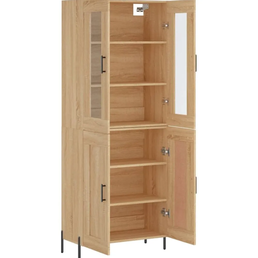 vidaXL Armarios Y Almacenamiento-Aparador alto madera contrachapada color roble 69,5x34x180 cm