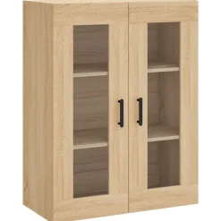 vidaXL Armarios Y Almacenamiento-Aparador alto madera contrachapada color roble 69,5x34x180 cm
