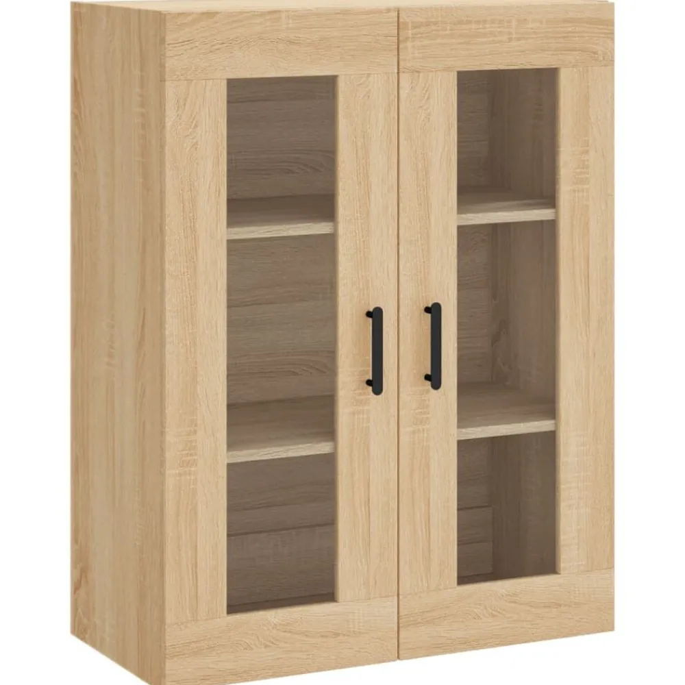 vidaXL Armarios Y Almacenamiento-Aparador alto madera contrachapada color roble 69,5x34x180 cm