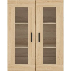 vidaXL Armarios Y Almacenamiento-Aparador alto madera contrachapada color roble 69,5x34x180 cm