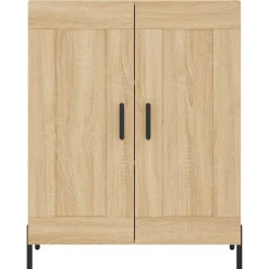 vidaXL Armarios Y Almacenamiento-Aparador alto madera contrachapada color roble 69,5x34x180 cm