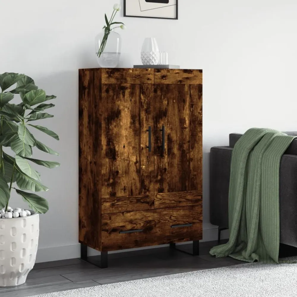 vidaXL Aparador alto madera de ingeniería 69,5x31x115 cm Roble ahumado Best