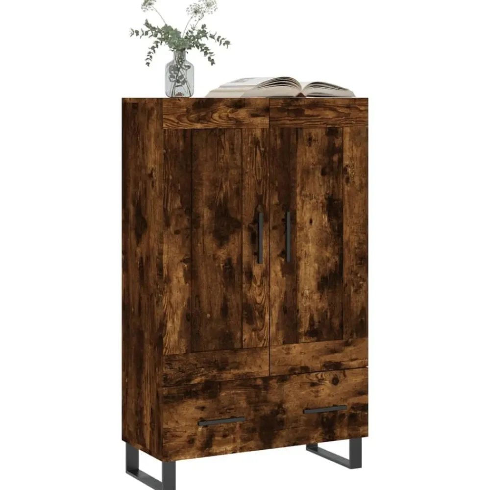 vidaXL Aparador alto madera de ingeniería 69,5x31x115 cm Roble ahumado Best