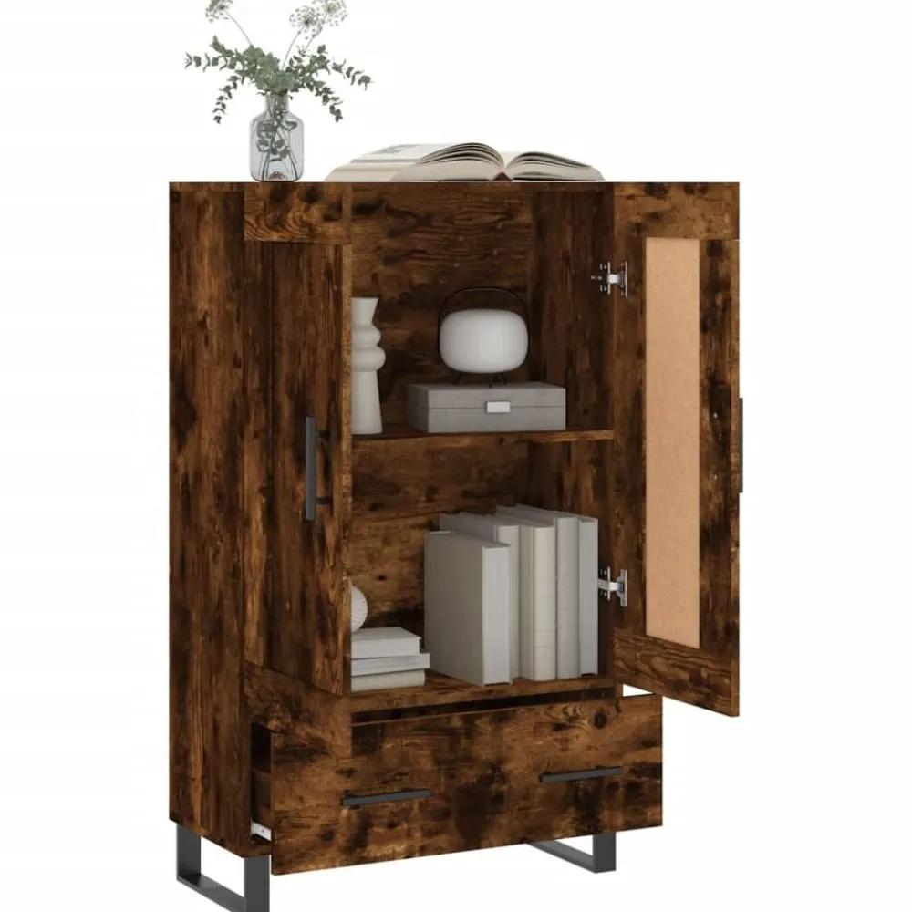 vidaXL Aparador alto madera de ingeniería 69,5x31x115 cm Roble ahumado Best