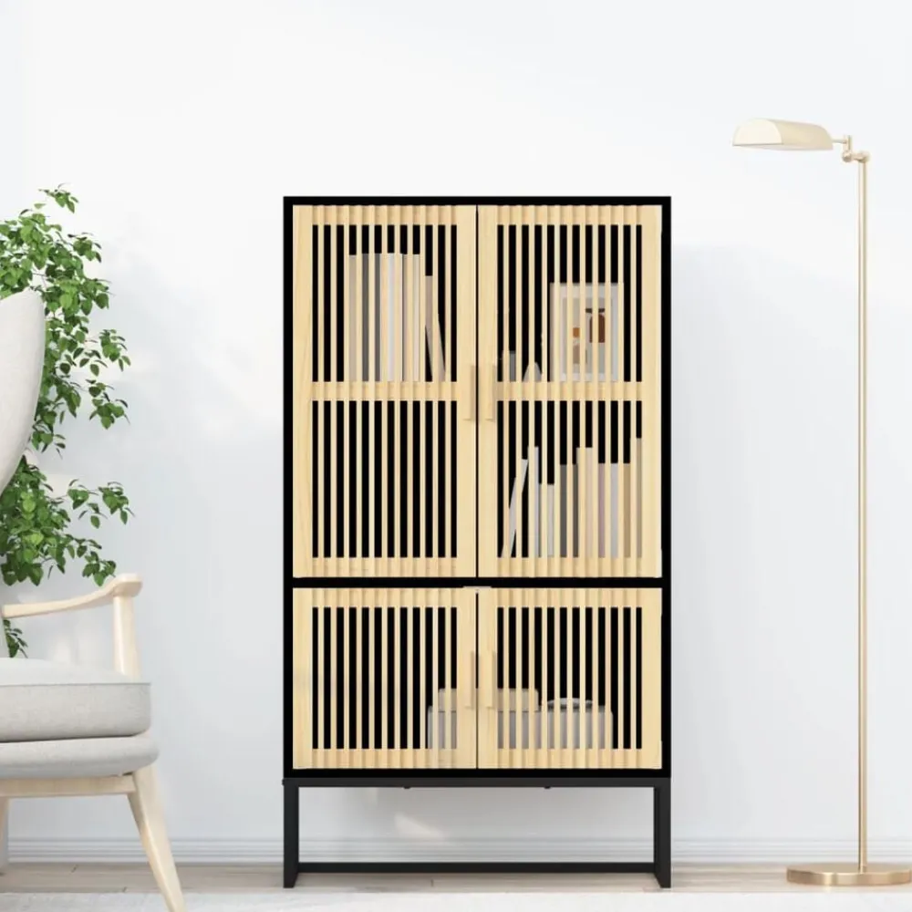 vidaXL Aparador alto madera contrachapada 70x35x125 cm Negro Best
