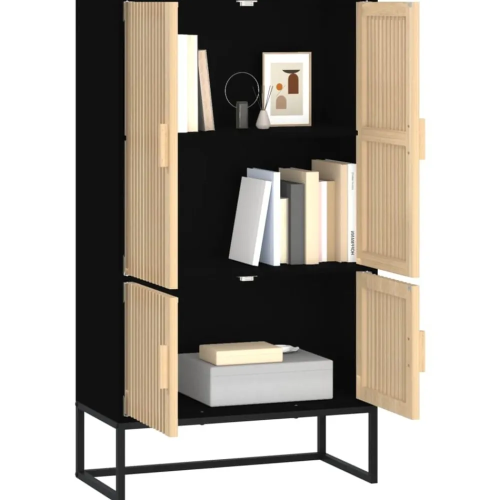 vidaXL Aparador alto madera contrachapada 70x35x125 cm Negro Best