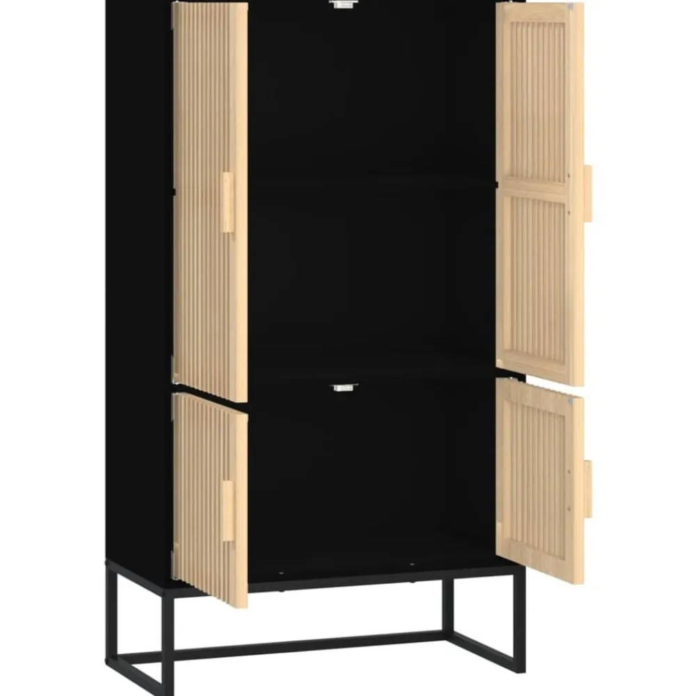 vidaXL Aparador alto madera contrachapada 70x35x125 cm Negro Best