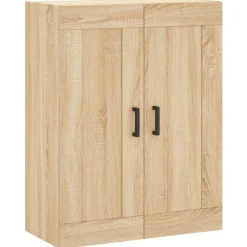 vidaXL Armarios Y Almacenamiento-Aparador alto madera contrachapada color roble 69,5x34x180 cm