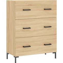 vidaXL Armarios Y Almacenamiento-Aparador alto madera contrachapada color roble 69,5x34x180 cm