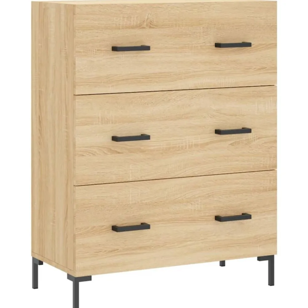 vidaXL Armarios Y Almacenamiento-Aparador alto madera contrachapada color roble 69,5x34x180 cm